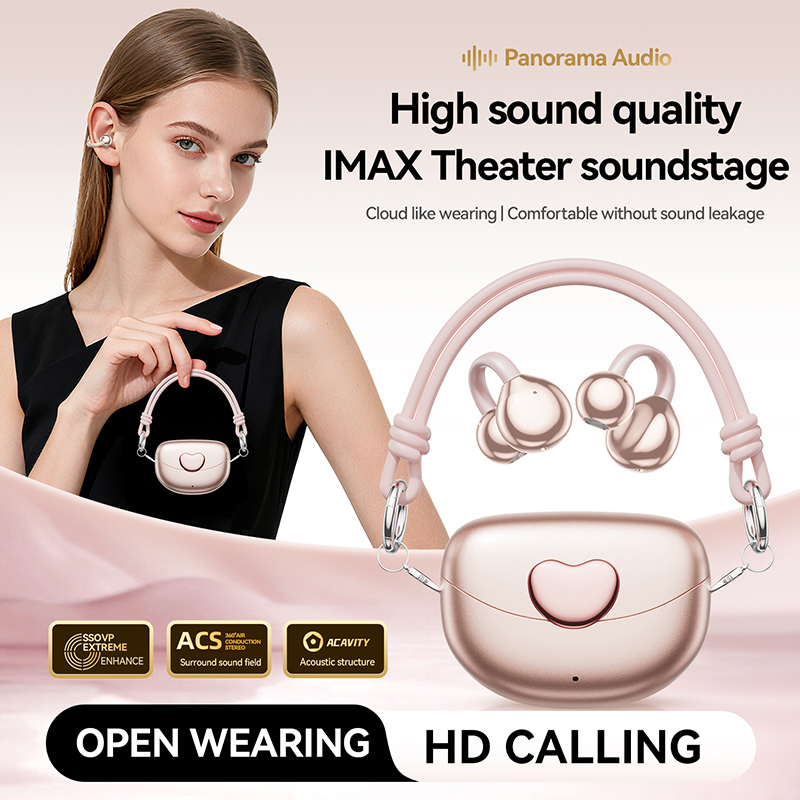 Heart Bag with ear-clip TWS Earbuds, Designed Specifically for Women 