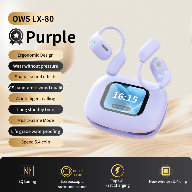 OWS Ear Hook-Type LED Color Screen Earbuds - Expressive Auditory Fashion