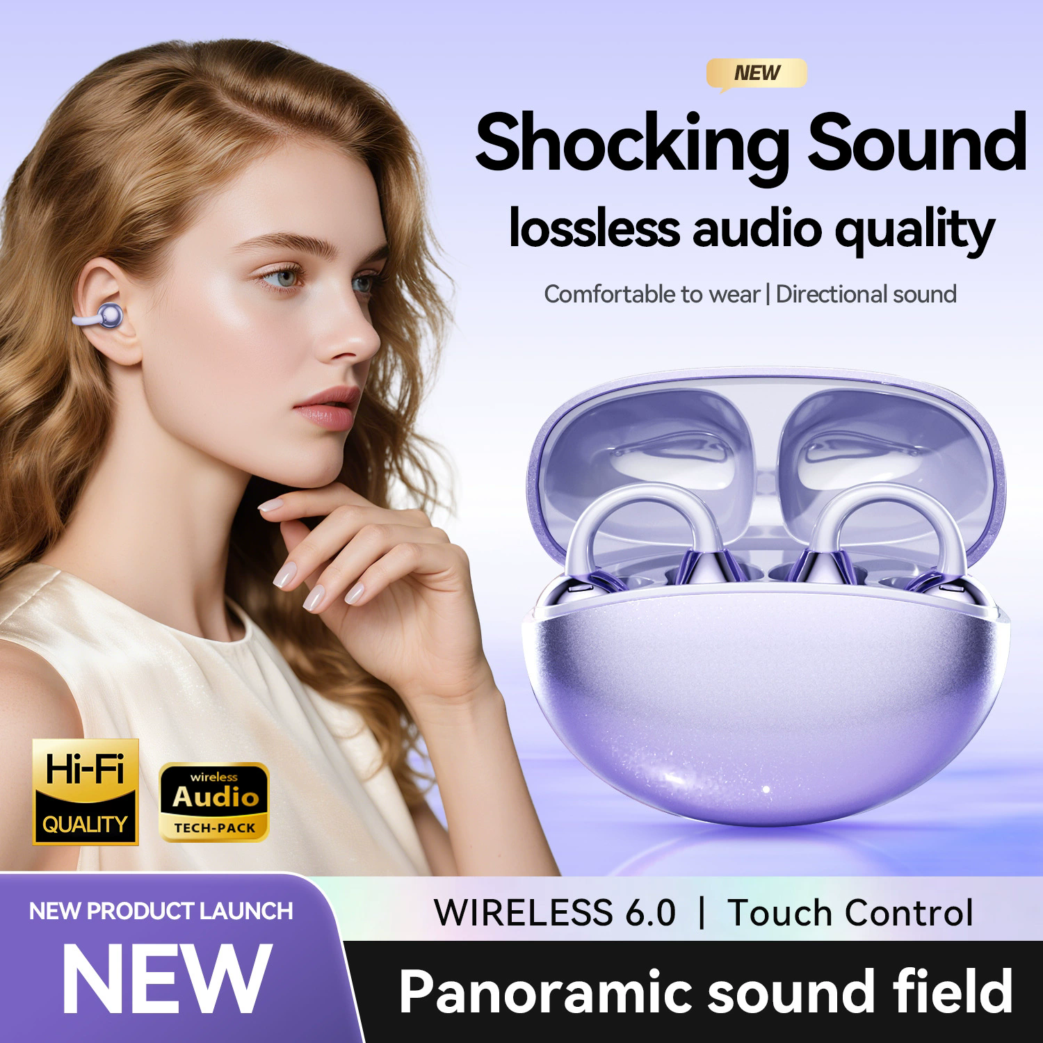 Wireless TWS earbuds with ear clip design earbuds from Linx headphone factory