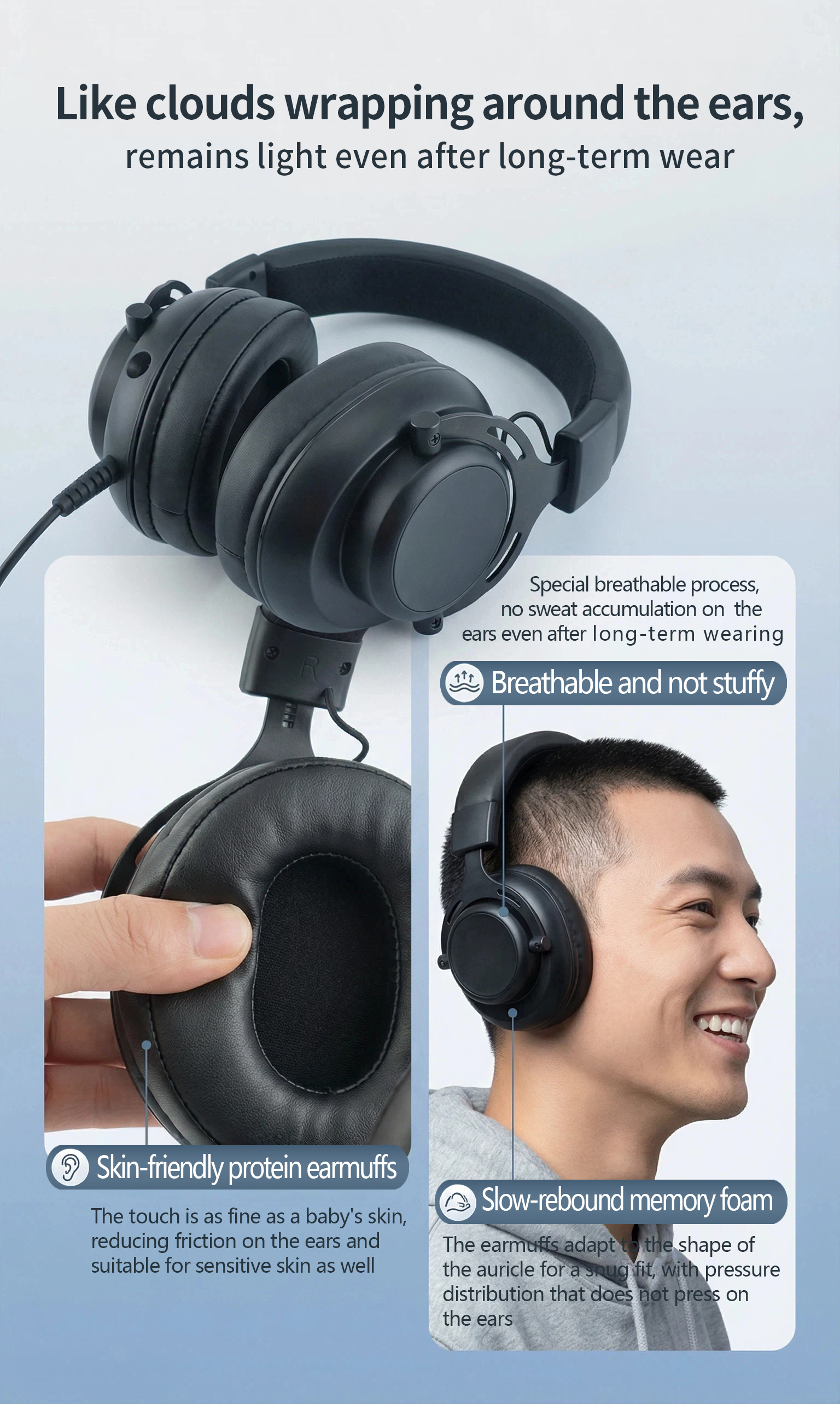 Over Ear Wired Headphone with 50mm Drive Unit High Quality headset with 3.5mm